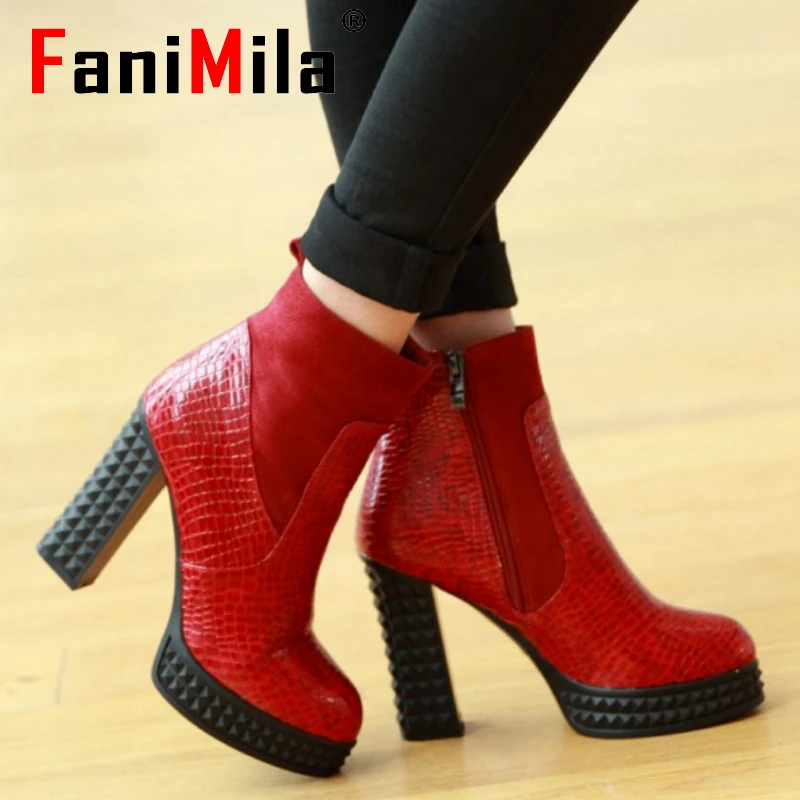 

Free shipping ankle high heel short boots women snow fashion winter warm boot footwear P15451 EUR size 34-39