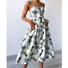 Dresses Summer 2018 Gowns De Verao Boho Clothing Fashion Gowns Dress Festa Tunics for Beach V Neck Button Dresses Big Sizes Sexy