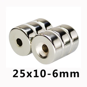 

1pcs 25mm x 10mm Hole 6mm N35 Super Neodymium Round Ring Permanent Magnet 25*10-6 search magnet