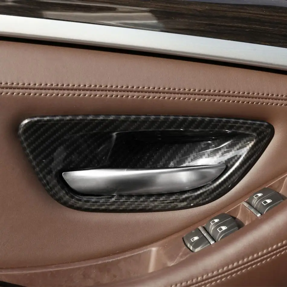 4 шт. углеродное волокно стиль ABS Авто Интерьер двери чаши Накладка для BMW 5 серии F10 2011 2012 2013