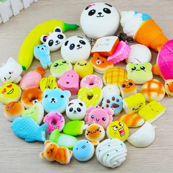 

10Pcs Cute Bread Cake Bun Pendant Squishy Slow Rising Lovely Donut Charm Stretchy Squeeze Cream Scented Cute Strap Toy Random