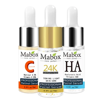 

Mabox Vitamin C Serum+Six Peptides Serum 24K Gold+Hyaluronic Acid Serum Anti-Aging Skin Care Day Creams Moisturizers Essence