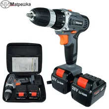 25V Drill household cordless drill multifunctional electric screwdriver rechargeable 2 battery electric power tool+Cloth bag