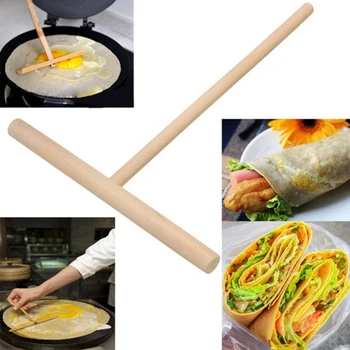 

1PC T Shape Wooden Pancake Batter Spreader Stick Rolling Pin Kitchen Tool