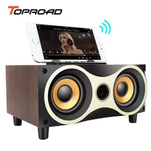 TOPROAD de madera altavoz portátil inalámbrico Subwoofer estéreo Bluetooth Radio FM escritorio caixa de som para iPhone Android(China)