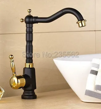 

Golden Black Oil Rubbed Bronze Single Lever Bathroom Basin Faucet Deck Mounted Single Hole Faucets Mixer Vessel Sink Tap lnf807
