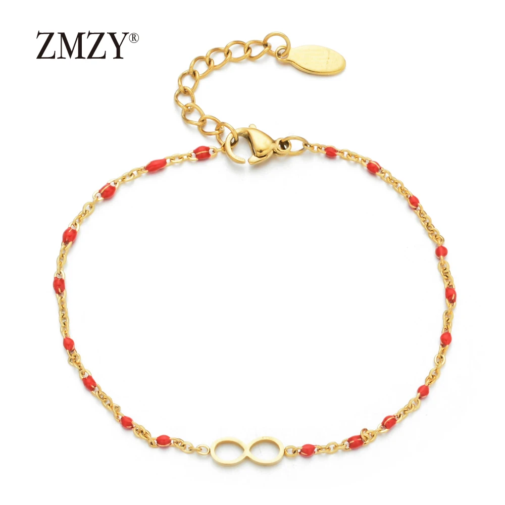 RED ZMZY модные разноцветные браслеты с кулоном в форме бесконечности для женщин браслет ручной цепи ювелирный женский браслет из нержавеющей стали - Окраска металла: RED