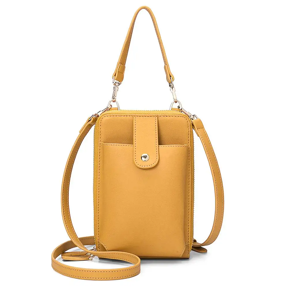 Цвет: желтый Brand Mini Crossbody Shoulder Bag Women High Quality Cell Phone Pocket Ladies Purse Clutch Fashion PU Leather Handbags Female - Цвет: Цвет: желтый