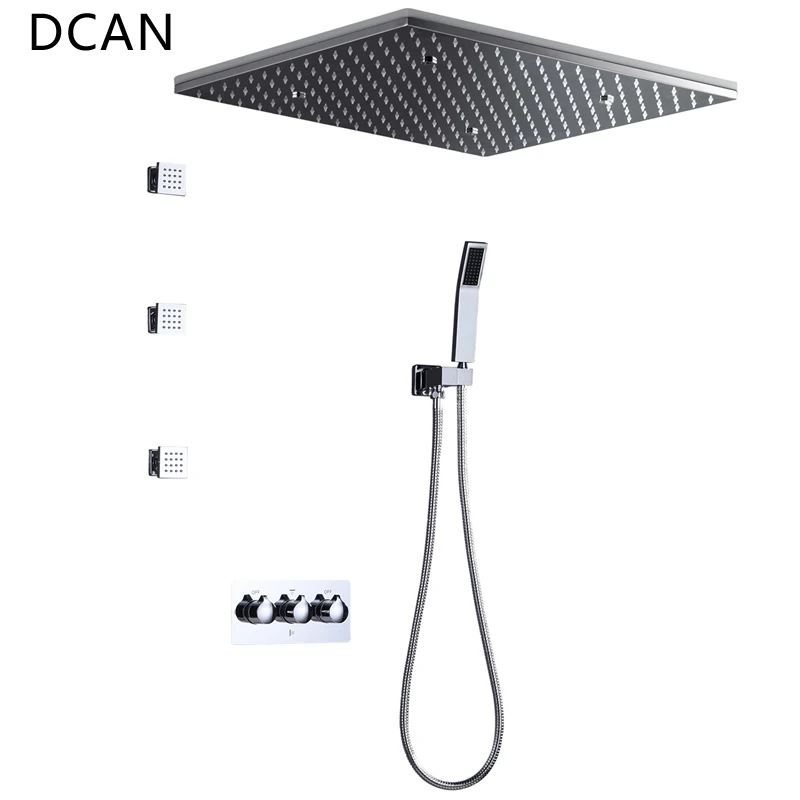  DCAN Wholesale SPA 500x500mm 20 Inch 3 Way Hot Cold Mixer Rain Shower Set LED Lamp Illuminated Show - 32841411110