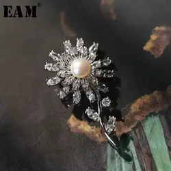 WKOUD EAM Jewelry/2018 Новая мода темперамент Циркон пресноводный жемчуг цветок брошь подвеска Для женщин аксессуары S # B147