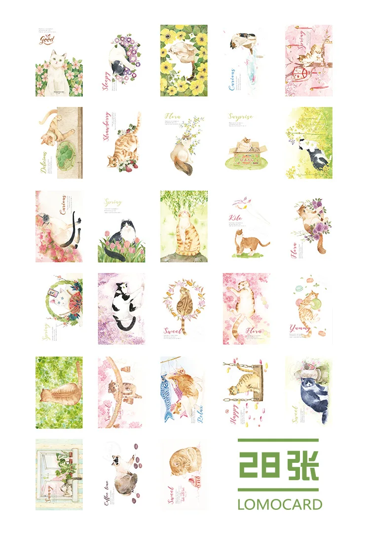 28 листов/Набор Kawaii как кошка Lomo карты мини бумажная открытка/поздравительная открытка/подарок на день рождения