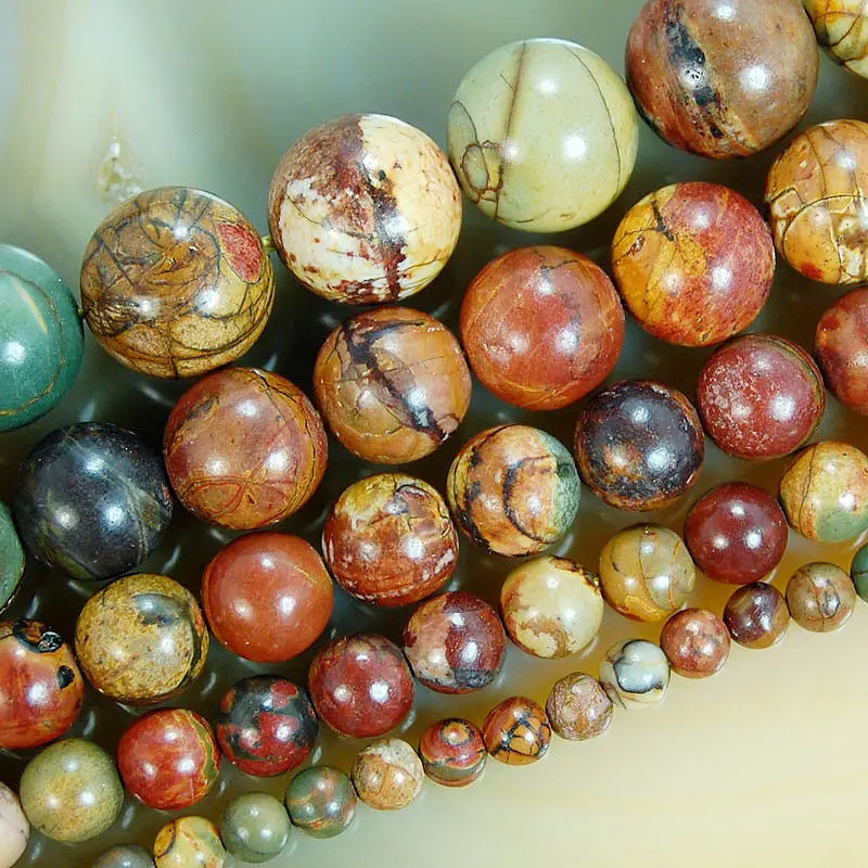 

8SE11351 Natural Colorful Picasso Round Beads 15.5 4mm 6mm 8mm 10mm 12mm Pick Size