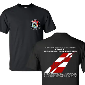 

2019 New 100% Cotton T-Shirts Men VFA211 CHECKMATES STRIKE FIGHTER SQUADRON UNITED STATES NAVY T-SHIRTS S-3XL Casual Tee Shirts