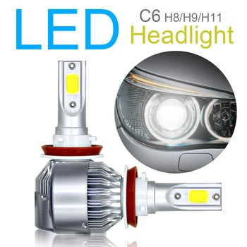 

New Arrivals C6 Car Lights Bulbs LED H8/H9/H11/H7/H10 LED 9005/HB3 9006/HB4 H4/9003/HB2 COB Auto Headlights 6000K Led Light