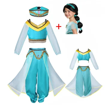 

Christmas Jasmine Princess Dress For Children FindPitaya Lamp Aladdin Cosplay Costume Princess Jasmine Two-Piece Dress Wig