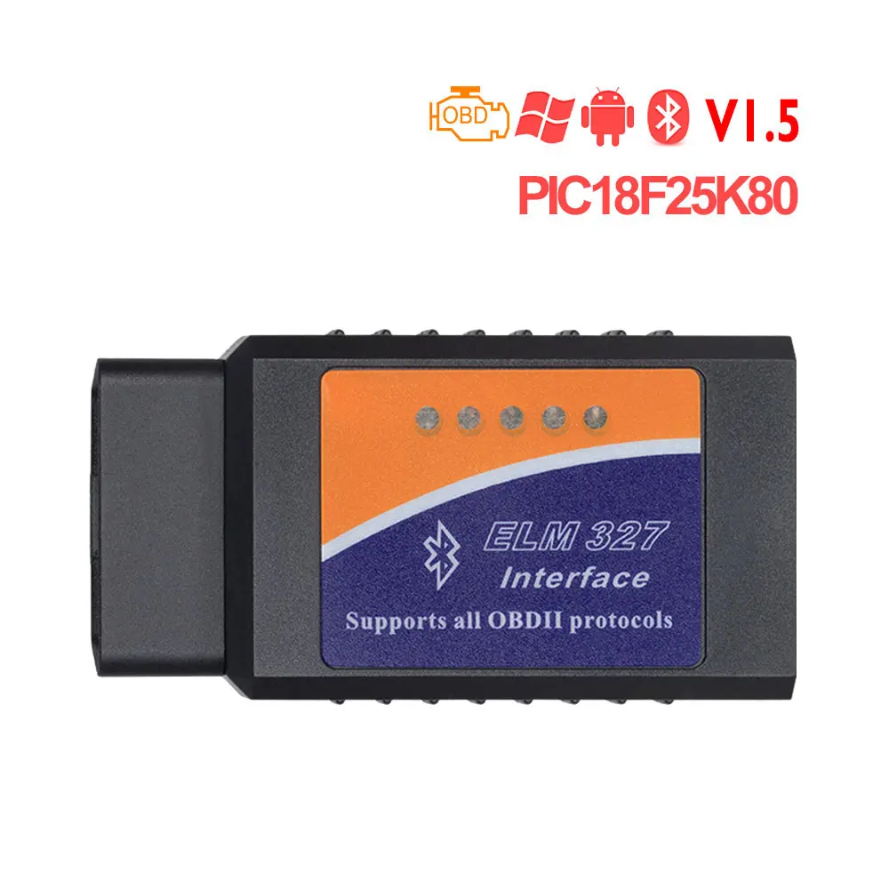 ELM327 V1.5 PIC18F25K80 чип OBD2 считыватель кодов Bluetooth J1850 выключатель питания ВКЛ./ВЫКЛ. 12 В OBDII ELM 327 диагностический инструмент сканер - Цвет: black long