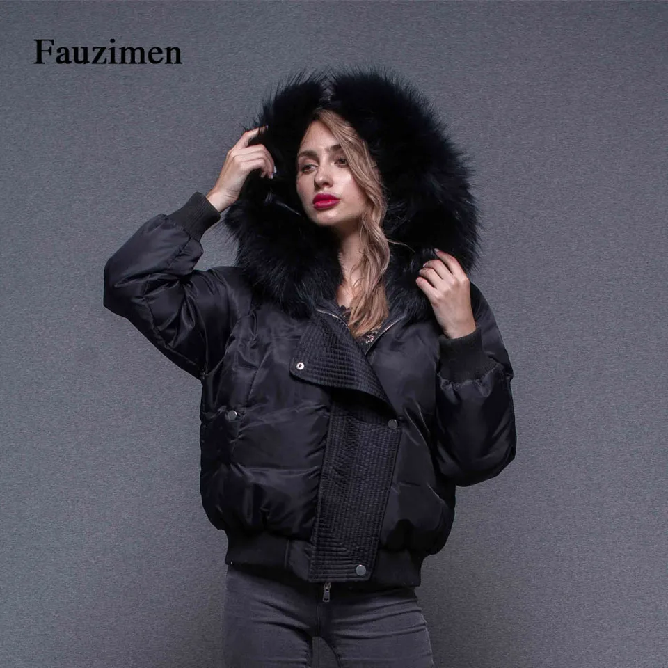 black coat with big fur hood womens