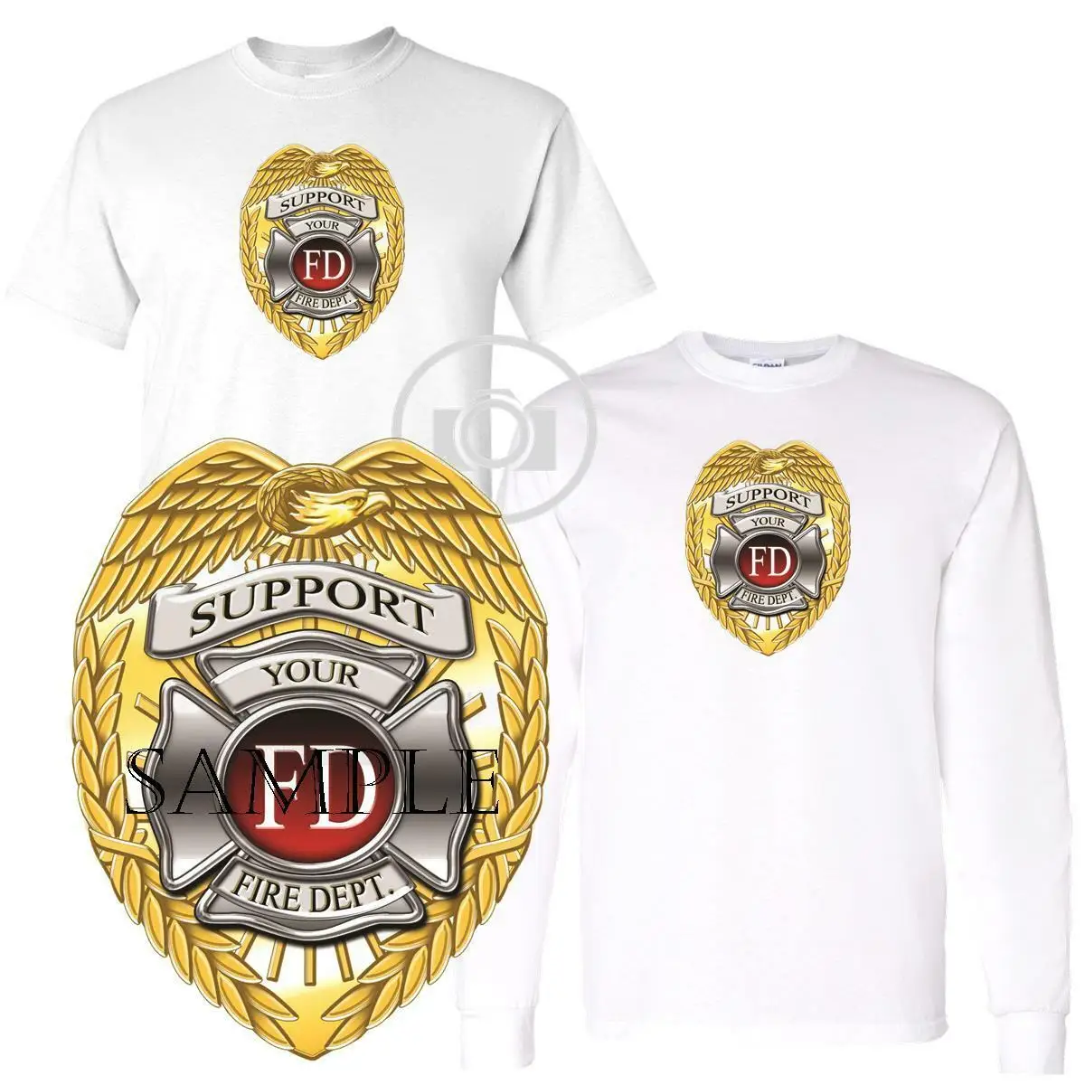 

Support Your Department Firefighter Badge Short Long Sleeve T Shirt