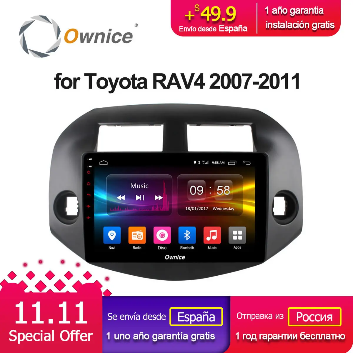 

Ownice C500+ G10 Android 8.1 Octa Core 10.1" Car Radio Player Stereo GPS For TOYOTA RAV4 2007 2008 2009 2010 2011 2G RAM 32G ROM
