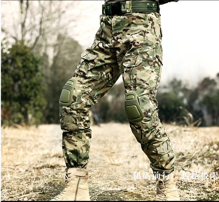 Уличные камуфляжные Охотничьи Брюки Военная одежда армейские боевые рыболовные охотничьи брюки наколенники тактические снаряжение походная одежда CS