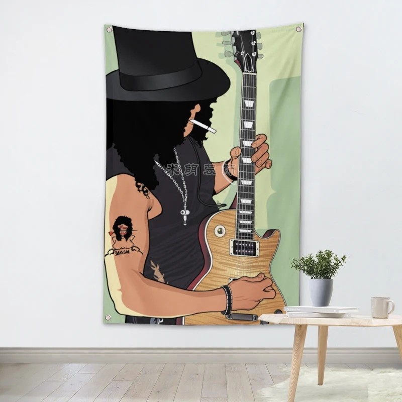 Guitarist SLASH Music Band Banners Wall Flags Tapestry Cloth Art Bar