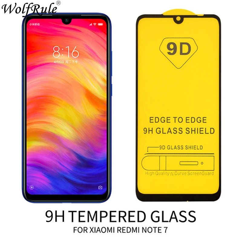 5D полное покрытие закаленное стекло для Xiaomi Redmi Note 7 Защита экрана полный клей без