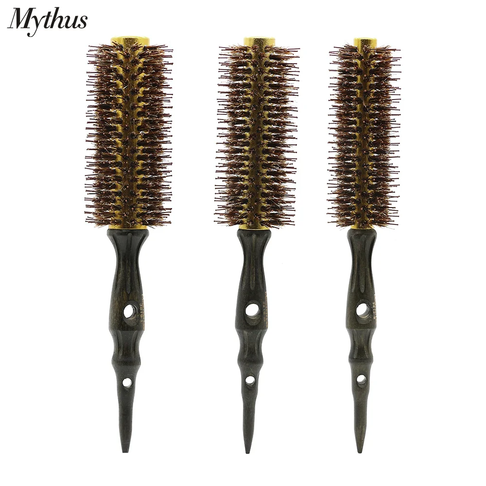 Professional Classic Wooden Handle Hairdressing Round Brush With Boar