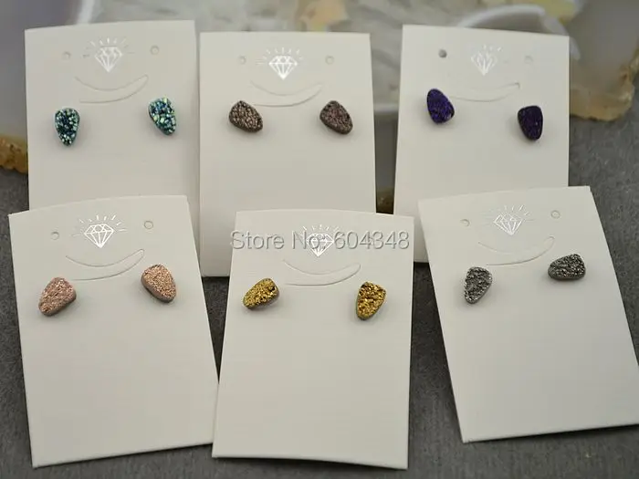 

5Pair Mixed Color Quartz Titanium Earring Jewelry, Gem stone Titanium Jewelry Stud Earrings in Mixed Color