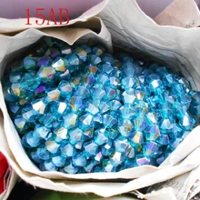 FLTMRH Sale Green Blue AB 6mm 48PCS Bicone Austria Crystal Beads charm Glass Beads Loose Spacer Bead for DIY Jewelry Making