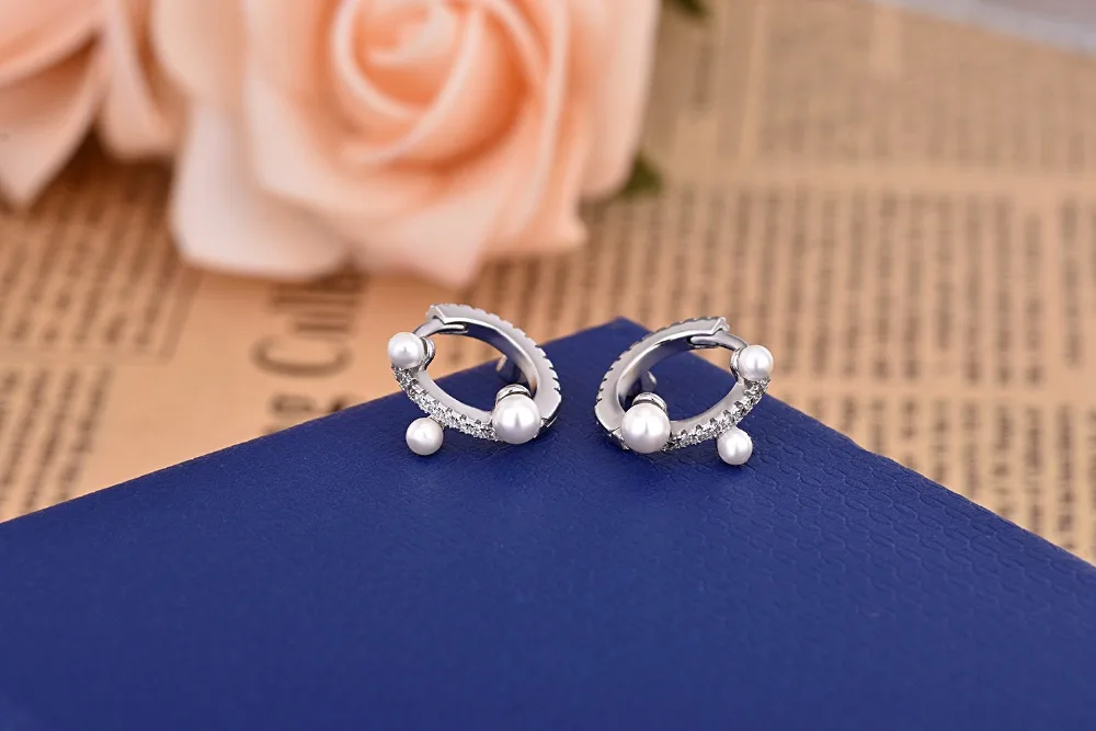 Модные элегантные жемчужные серьги-кольца, маленькие серьги с цирконием для свадебной вечеринки, подарок ZK40