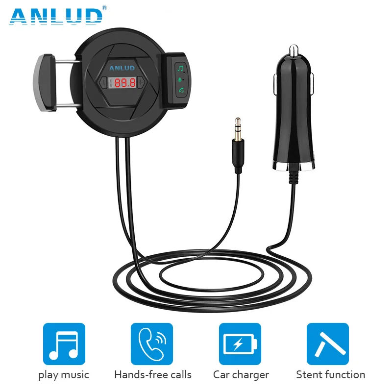 

ANLUD FM Transmitter Bluetooth Car Kit Handsfree MP3 Music Audio Player Car-Charger Car Air Vent Phone Holder Hands Free Car Kit