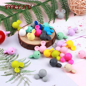 

TYRY.HU 50pc Mickey Silicone Beads Baby Teething Beads DIY Pacifier Clip Necklace Newborn Toy BPA Free Chew Teether Loose Beads