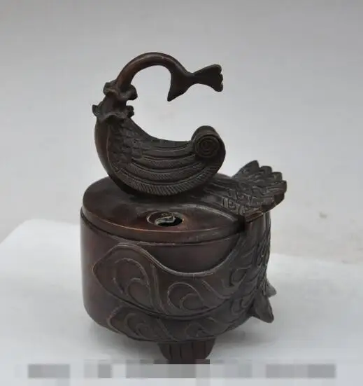 

S5031 6"marked chinese dynasty palace bronze Peacock bird statue incense burner Censer discount 30% (C0324)