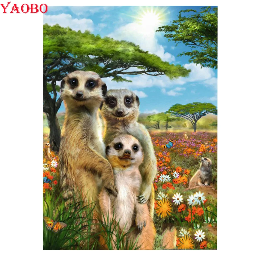 

3D diy Diamond Painting round drill Daimant Painting"Meerkat"Full square Rhinestones mosaic puzzle 5d Embroidery diamond art