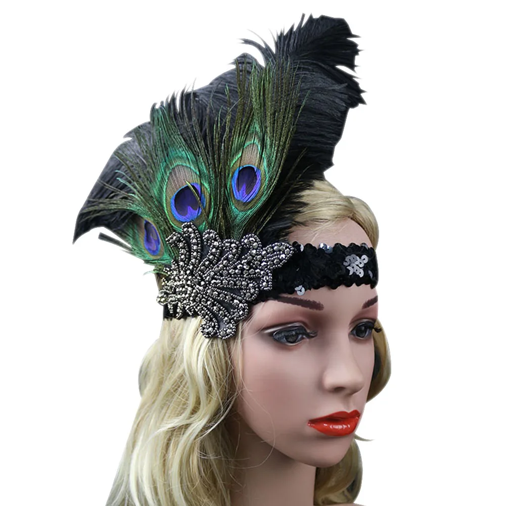 Indian Style Peacock Feather Headpiece Headwear Retro Plume Flapper