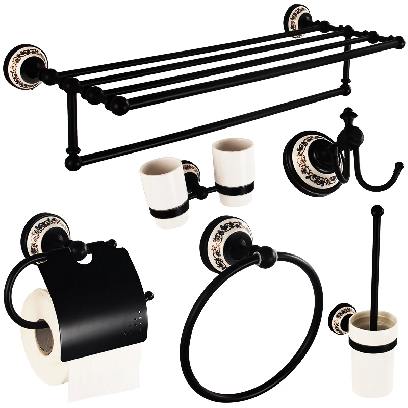 Aliexpress Antique Black Br Ceramic Bath Hardware Sets Aliexpress Antique Black Br Ceramic Bath Hardware Sets European Round Base Bathroom Product Set Brush Finished From
