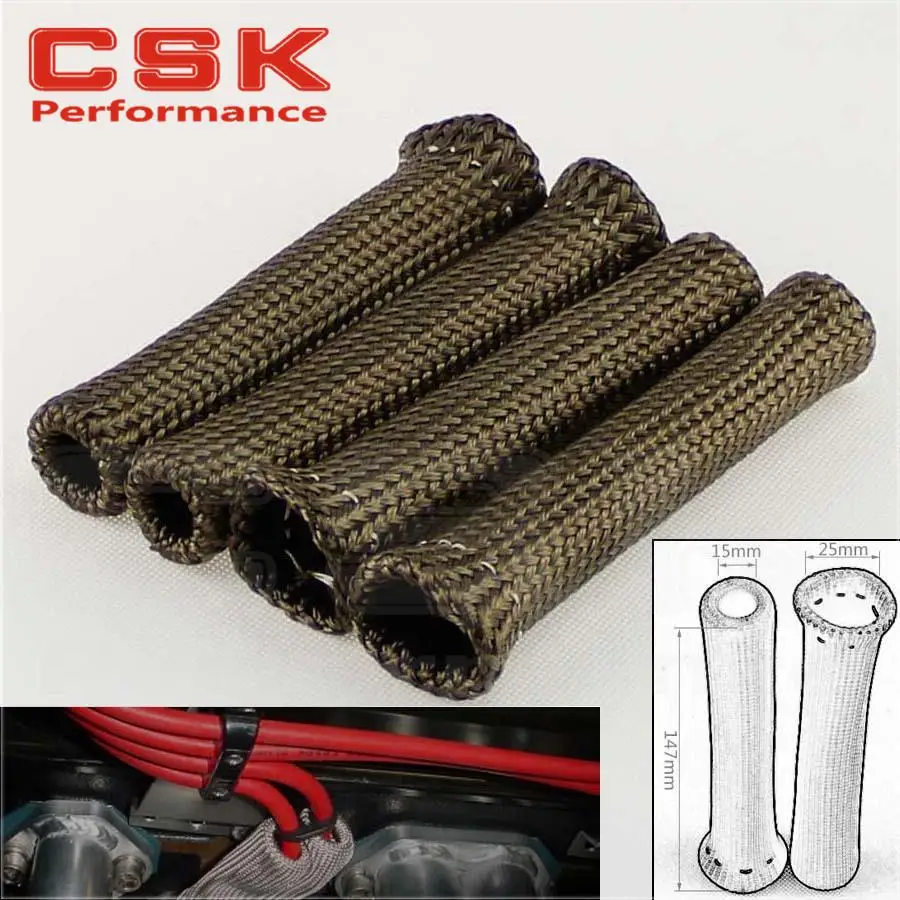 4PCS SPARK PLUG WIRE BOOT HEAT SHIELD PROTECTOR SLEEVE SLEEVING FUEL