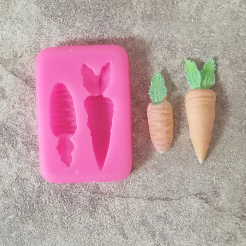 

2 Holes Silicone Mold Carrots Vegetables Flip Sugar Cake Decorative Chocolate Mold Baking Tools