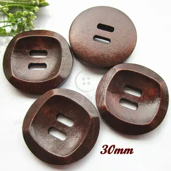 

50pcs 30mm Red coffee in Square Wood Buttons 2 Holes Wood Sewing Buttons Scrapbooking shoes decoration