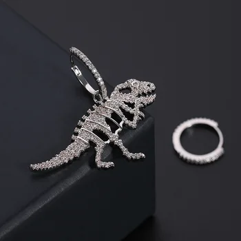 

New Arrive Punk Skeleton Dinosaur CZ Stud Earrings for Women Animal Earrings Jewelry Fashion Girl Earring for Summer