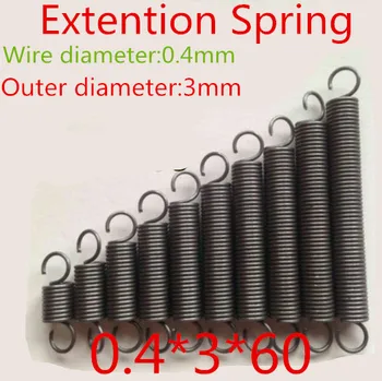

20pcs 0.4*3*60mm 0.4mm Stainless Steel 304 Small coil extension spring with hook