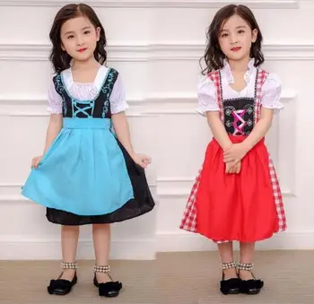 

S-XL Children Oktoberfest princess Costumes German Kids Girl Beer Maid Heidi Costume Bavarian Dirndl Dress