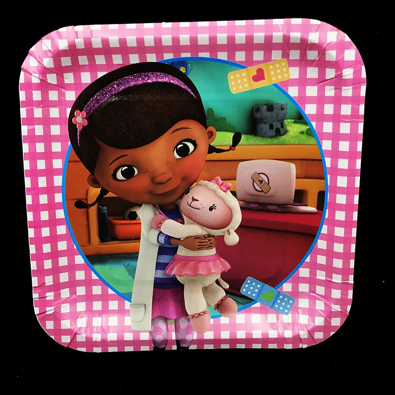 6 шт./упак. 7 дюймов Дотти McStuffins тема одноразовые тарелки с изображением героев мультсериала "ДОКТОР ПЛЮШЕВА" День Рождения украшения McStuffins/распродажа; вечерние пластины