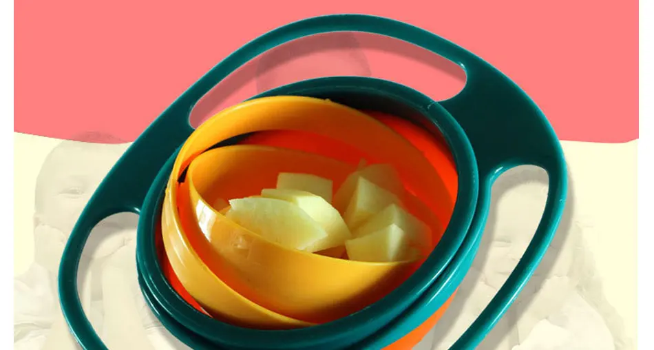 Универсальная Гироскопическая чаша для кормления детей, вращающийся баланс, вращающаяся на 360 градусов, непроливающаяся твердая посуда для кормления, обучающая посуда, миски