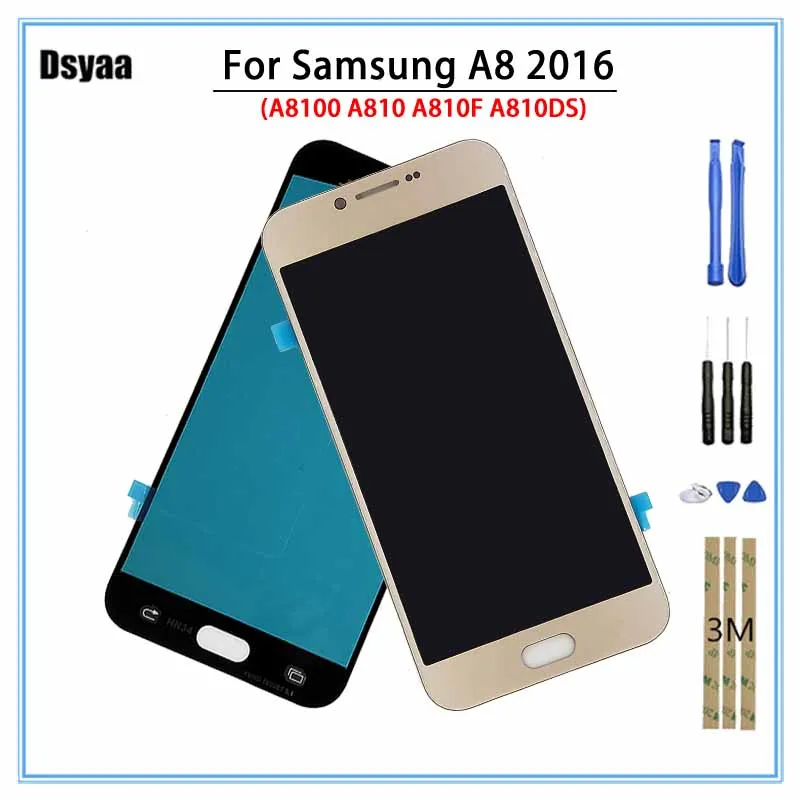 Для Samsung A8 2016 A8100 A810 A810F A810DS ЖК дисплей с кодирующий преобразователь сенсорного