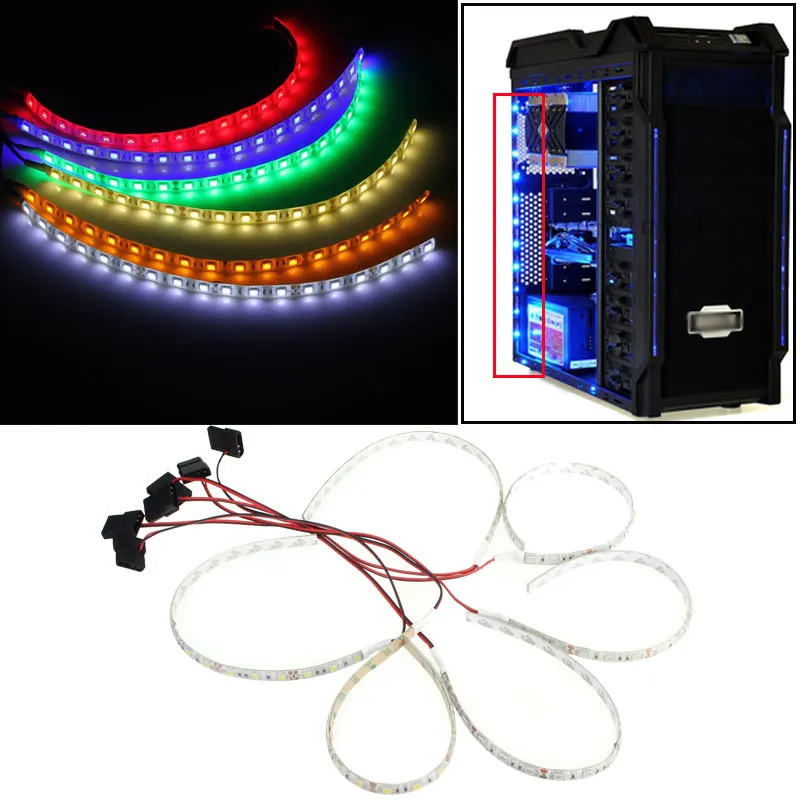

60cm 18 LED 5050 SMD PC Computer Case Waterproof Flexible Strip Tape Light DC12V