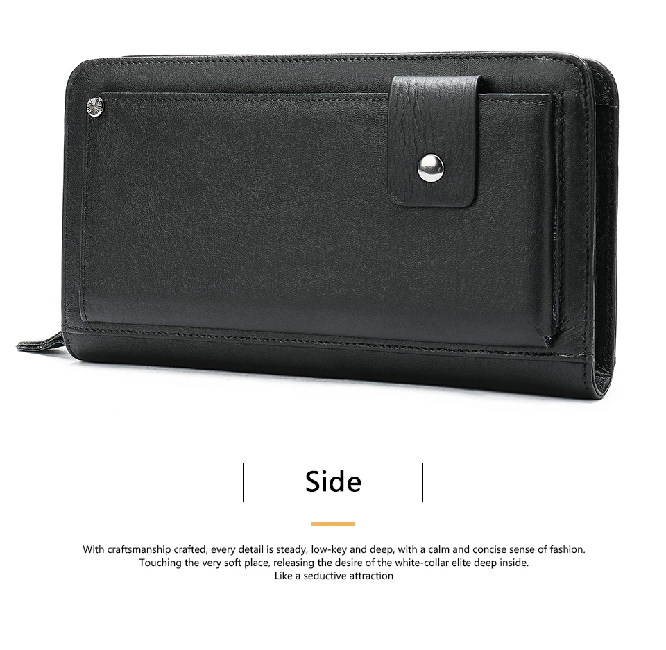 18 Men's Wallet Genuine Leather Wallet MaleMen Clutch Bags Long Clutch Purse for Men Walllets with Coin Zipper for Credit Card