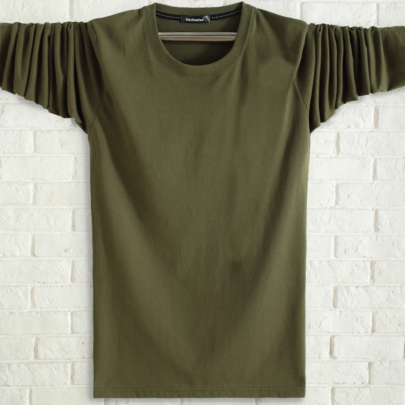 

2017 fall Fashion basic Mens long tShirts solid casual Men longSleeve T Shirt O neck thin hotsale plus size tshirtsYZP10