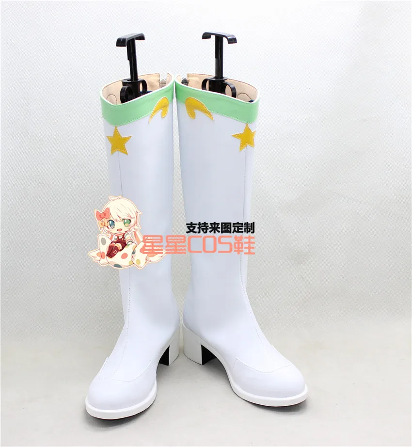 

LoveLive! Koizumi Hanayo White And Green Halloween Cosplay Shoes Boots X002