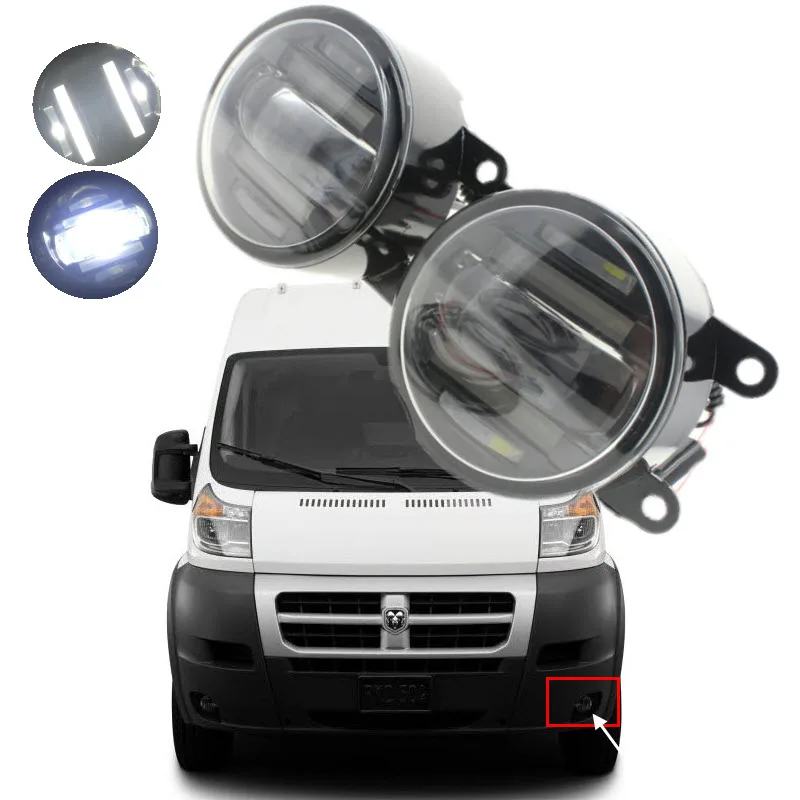 

For Dodge PROMASTER 1500 2500 3500 2in1 18W LED Fog Lights White Cut-Line Lens DRL Daytime Running Lights Car-Styling